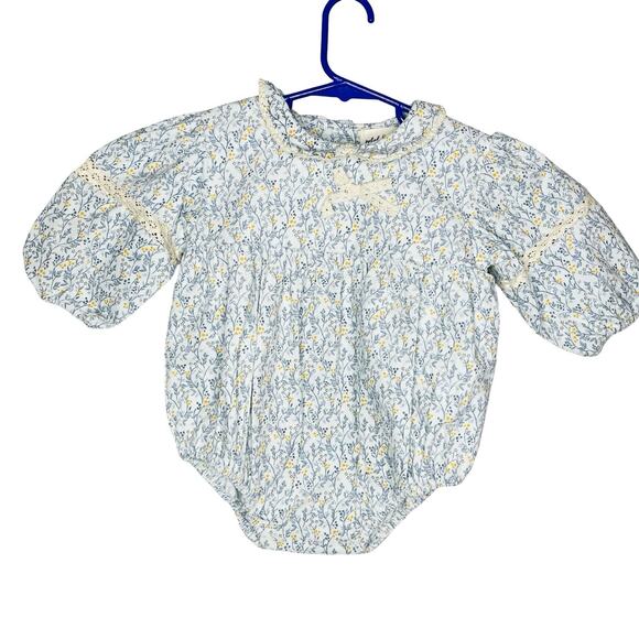 Petal & Pine Girls 24 Month Fall Corduroy Flower Bubble Romper With Lace - Picture 1 of 8